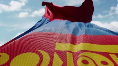 Videohive - Wavy Flag of Mongolia Blowing in the Wind in Slow Motion Waving Official Mongolian Flag Team Symbol - 48125828