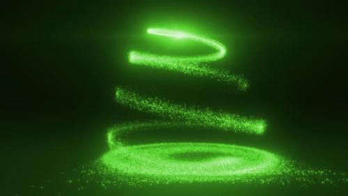 Videohive - Abstract green flying line of dots and luminous particles of energetic magical bright spirals - 48127331