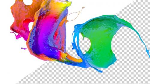 Videohive - Collision Of Streaming Multicolor Paint Splash - 48134342