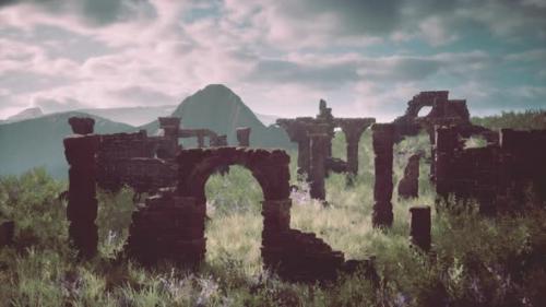 Videohive - Ruined Castle Standing Tall on Rocky Hillsides - 48194798
