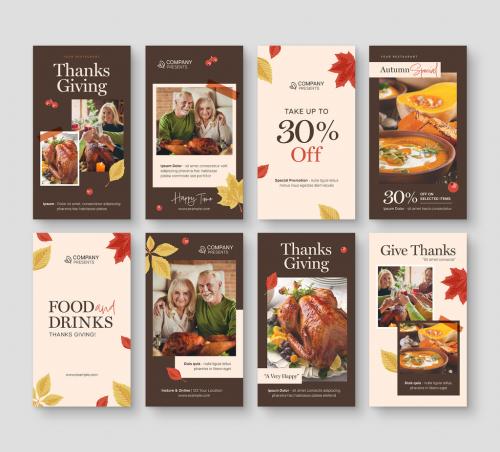 Thanksgiving Social Media Layout in Brown Autumn Fall Theme 644724076