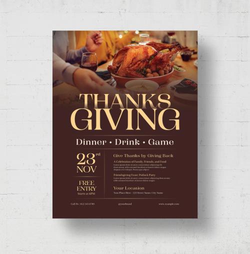 Thanksgiving Dinner Flyer Layout in Modern Rustic Style 644724052