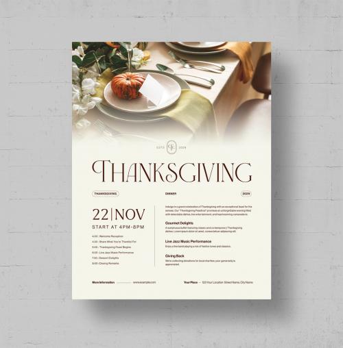 Thanksgiving Dinner Flyer Layout in Modern and Contemporary Style 644724047