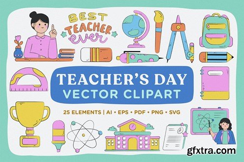Teacher\'s Day Vector Clipart Pack TJZZR57
