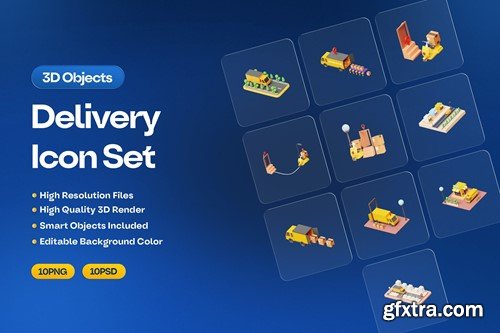 Home Delivery Illustration 3D Icon Set 2WGHK9S