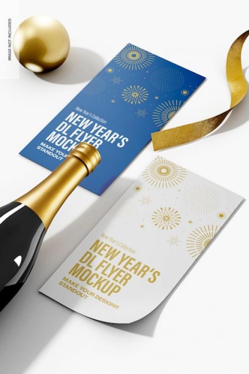 Premium PSD | New years dl flyers mockup, right view Premium PSD
