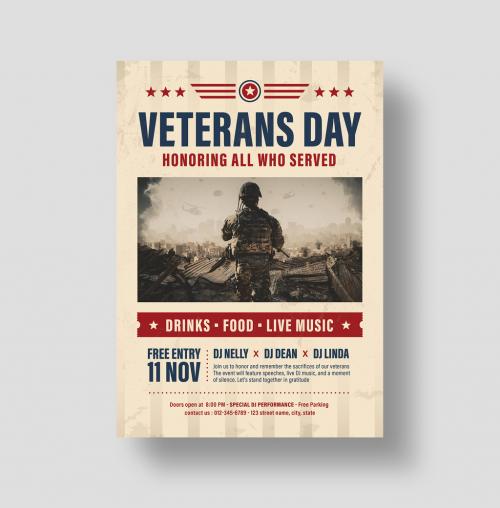Veterans Day Flyer Layout for Military Events Army Reunion 644712741