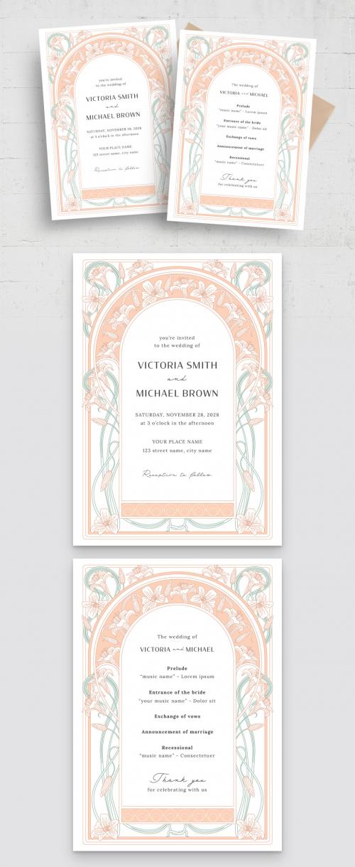 Vintage Art Nouveau Wedding Invite Layout 644699063