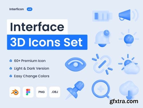 Interficon - 3D Interface Icons Ui8.net