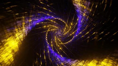 Videohive - Purple And Gold Spiral Net Tunnel Background Vj Loop In 4K - 48110029