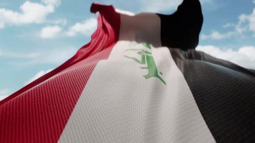 Videohive - Wavy Flag of Iraq Blowing in the Wind in Slow Motion Waving Colorful Iraqi Flag Team Symbol Abstract - 48110360