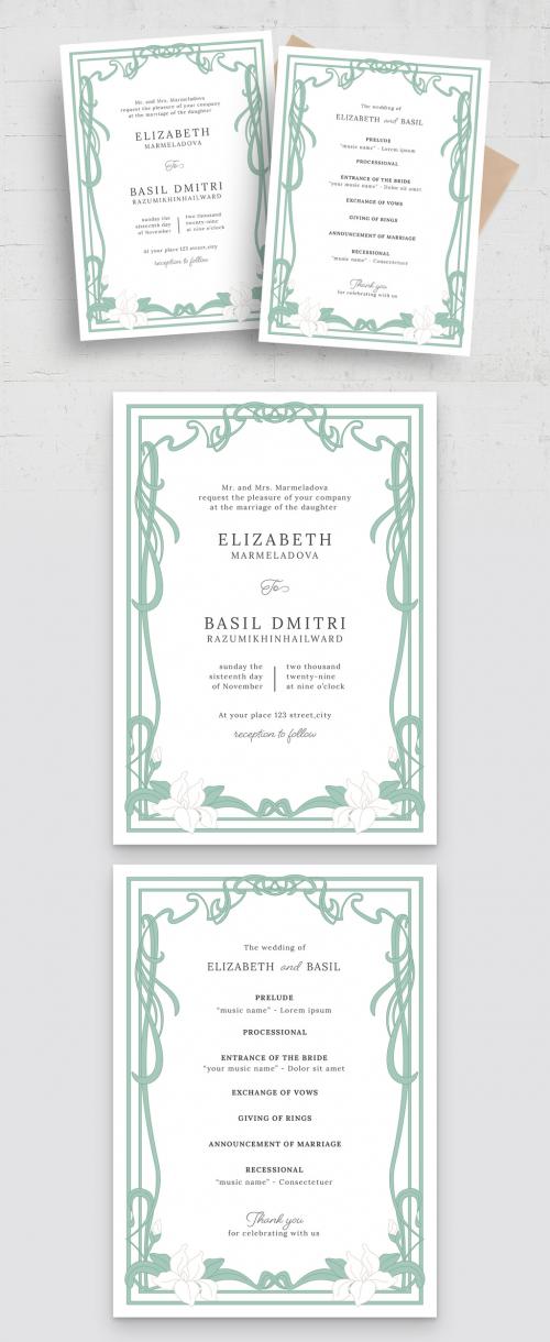 Art Nouveau Wedding Invitation Flyer Layout 644699020