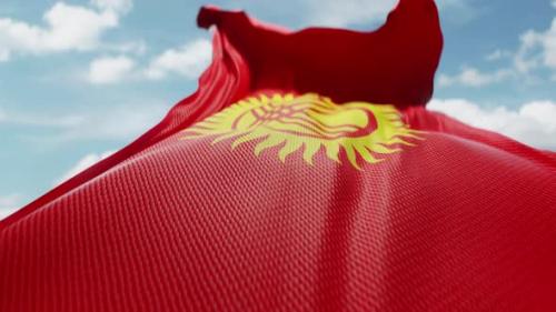 Videohive - Wavy Flag of Kyrgyzstan Blowing in the Wind in Slow Motion Waving Colorful Kyrgyz Flag Team Symbol - 48119558