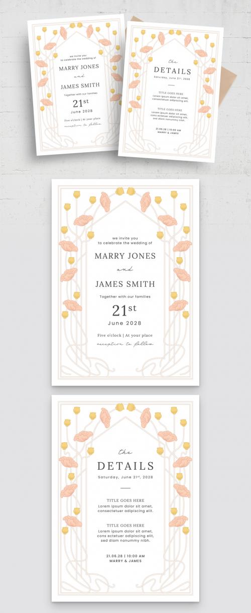 Art Nouveau Flowers Wedding Invitation Layout 644698947