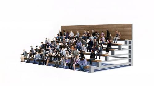 Videohive - 3D People Sitting on Grandstand with Alpha Channel - 48119898