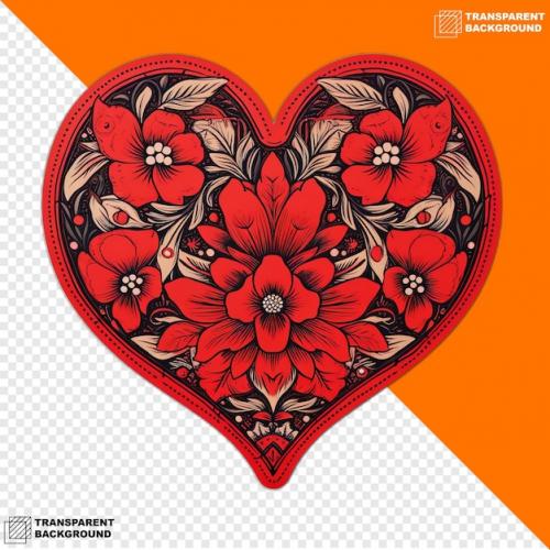 Premium PSD | Red heart symbol digital sticker isolated on transparent background Premium PSD