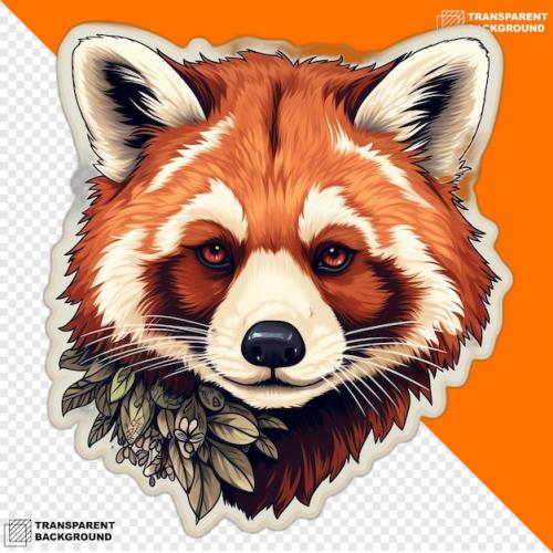Premium PSD | Red pandas head digital sticker isolated on transparent background Premium PSD
