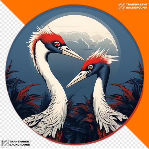 Premium PSD | Redcrowned cranes head digital sticker isolated on transparent background Premium PSD