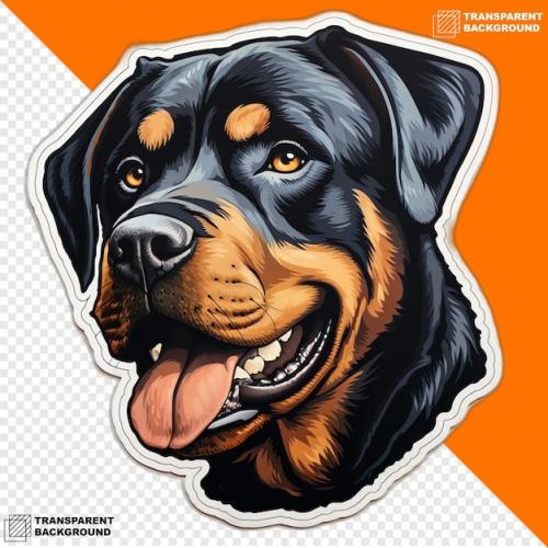 Premium PSD | Rottweiler head digital sticker isolated on transparent background Premium PSD