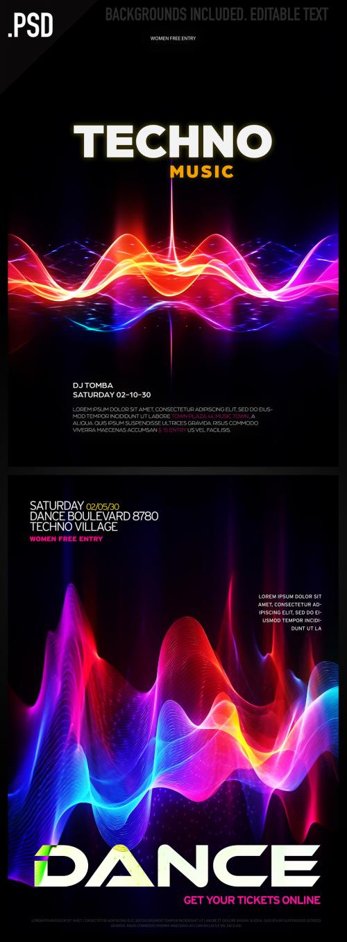 Trance festival poster or flyer design with generative ai background 644467914