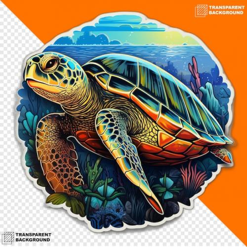 Premium PSD | Sea turtles head digital sticker isolated on transparent background Premium PSD