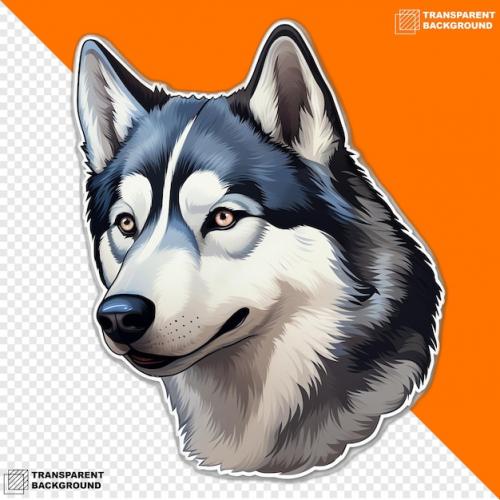 Premium PSD | Siberian husky head digital sticker isolated on transparent background Premium PSD
