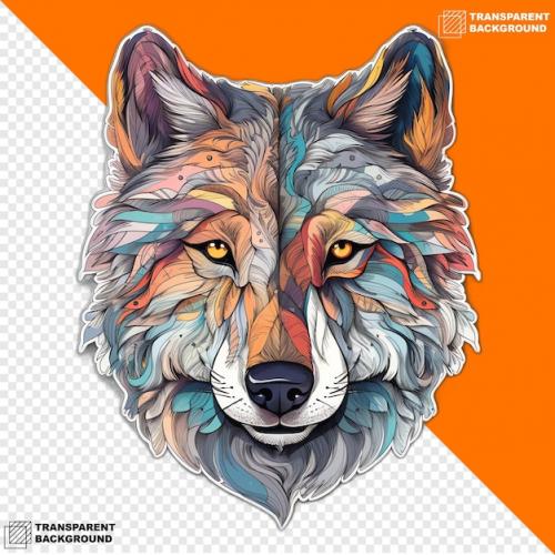 Premium PSD | Wolves head digital sticker isolated on transparent background Premium PSD