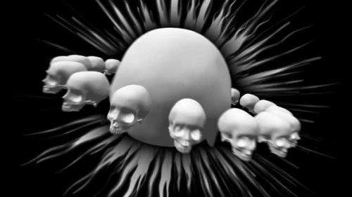 Videohive - Spinning skulls in black and white - 48122143
