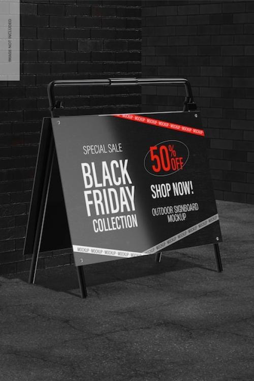 Premium PSD | Black friday outdoor signboard mockup Premium PSD