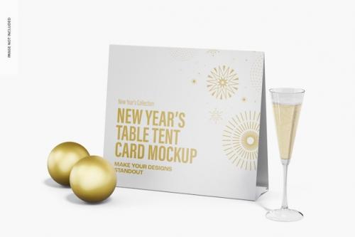 Premium PSD | New years table tent card mockup, perspective Premium PSD