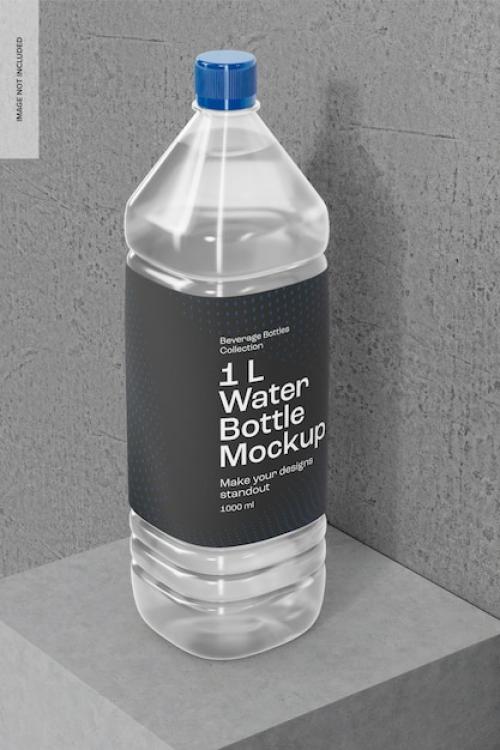 Premium PSD | 1 l water bottle mockup, left view Premium PSD