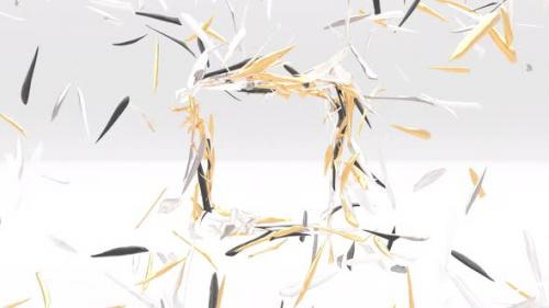 Videohive - Abstract Image of a Square Frame Made of Gold and Silver Shards - 48124822