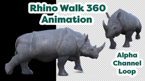 Videohive - Full HD Realistic Rhinoceros Walking 360 Animation - 48126328