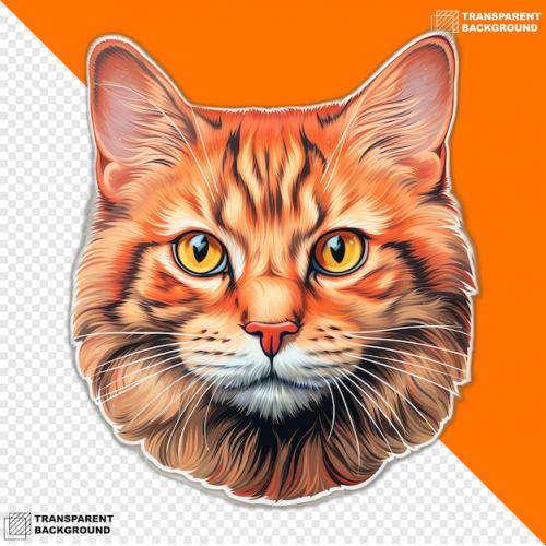 Premium PSD | Cats head digital sticker isolated on transparent background Premium PSD