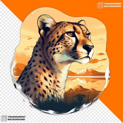 Premium PSD | Cheetahs head digital sticker isolated on transparent background Premium PSD