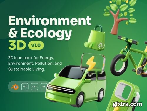 Greeny - Environment & Ecology 3D Icon Set Ui8.net
