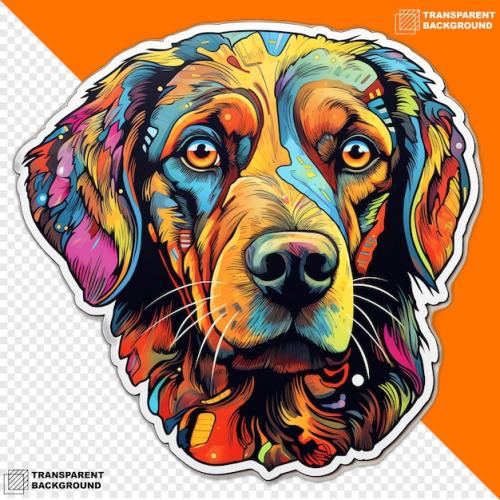 Premium PSD | Dogs head digital sticker isolated on transparent background Premium PSD