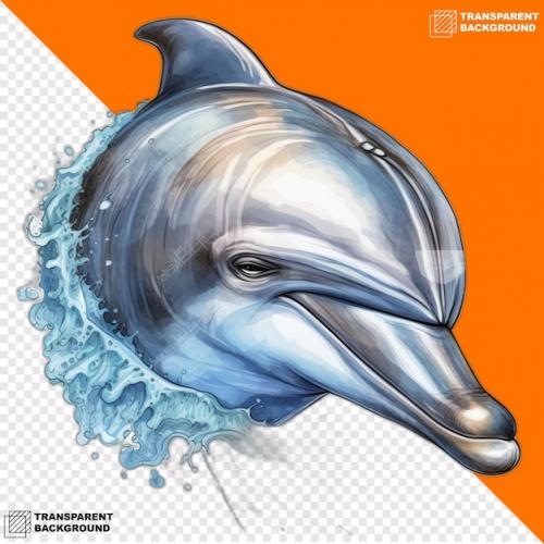 Premium PSD | Dolphins head digital sticker isolated on transparent background Premium PSD