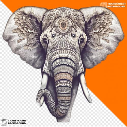 Premium PSD | Elephants head digital sticker isolated on transparent background Premium PSD