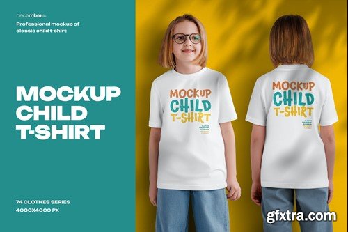 Mockups of a Kids T-shirt on a Girl with Glasses 8N3H9W4