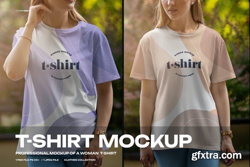 Mockups T-Shirt on a Girl Walking in the Park 45Q6FPM