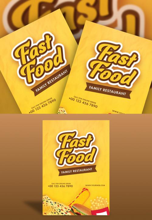 Fast Food Family Restaurant Brochure, Menu Template Layout In Yellow Color 644482724