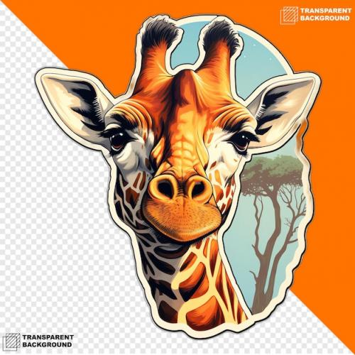 Premium PSD | Giraffes head digital sticker isolated on transparent background Premium PSD