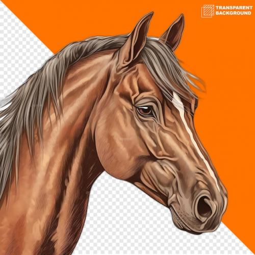 Premium PSD | Horses head digital sticker isolated on transparent background Premium PSD