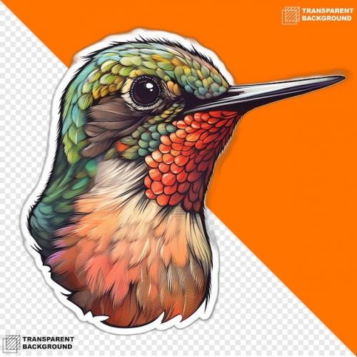Premium PSD | Hummingbirds head digital sticker isolated on transparent background Premium PSD