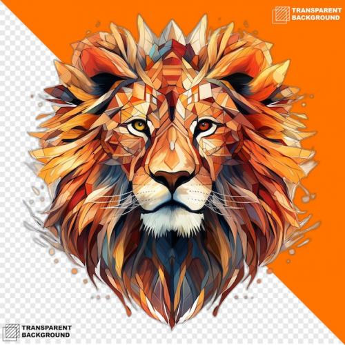 Premium PSD | Lion head digital sticker isolated on transparent background Premium PSD