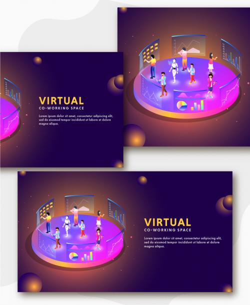 Responsive Landing Page Design with Analysts Working Together and Robot on Virtual Co-Working Platform. 644482661
