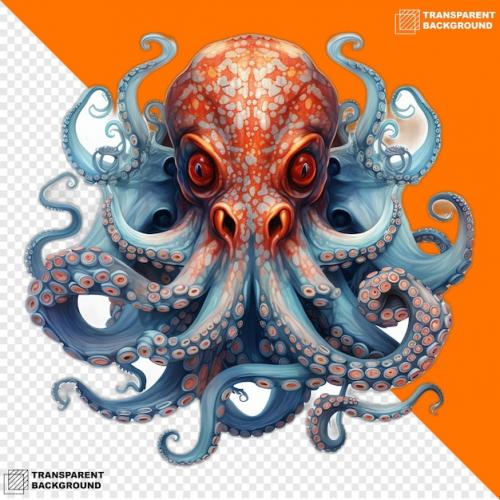 Premium PSD | Octopuses head digital sticker isolated on transparent background Premium PSD