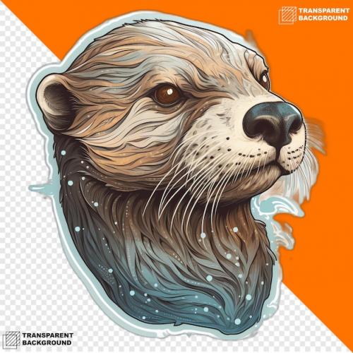 Premium PSD | Otters head digital sticker isolated on transparent background Premium PSD