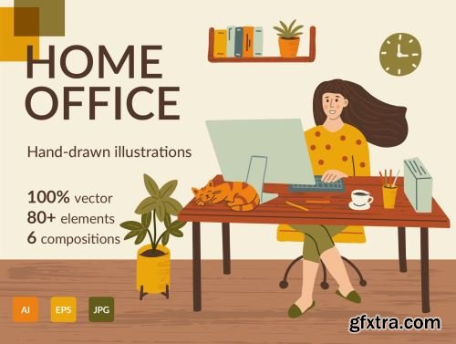 Home Office Illustration Kit Ui8.net